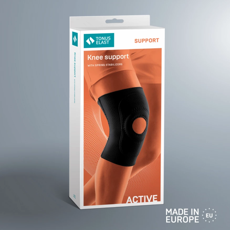 Бандаж медицинский из неопрена на коленный сустав, с пружинными ребрами жесткости TONUS ELAST 9903-01 LUX