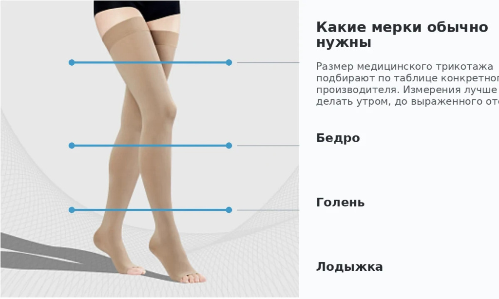 Измерения ноги для подбора размера компрессионных чулок